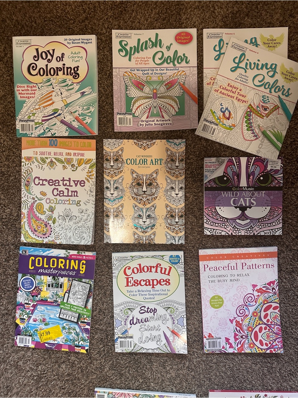 10 Assorted Adult Coloring Books - New & unused